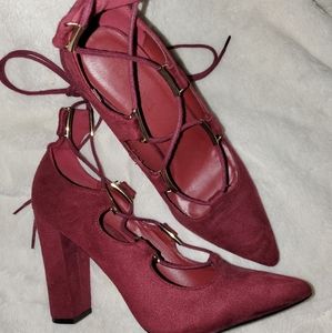 Maroon pointy heels
